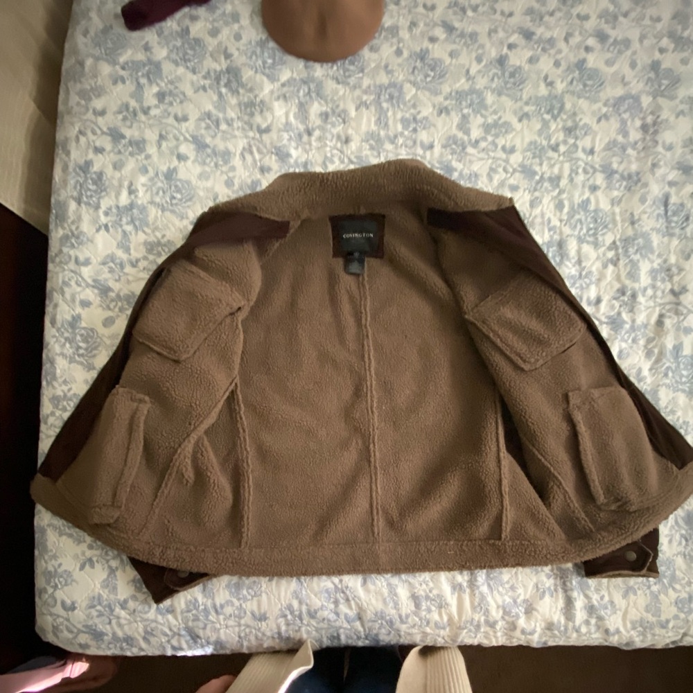 Covington Men's Brown faux suede Shearling Jacket - Picture 2 of 4